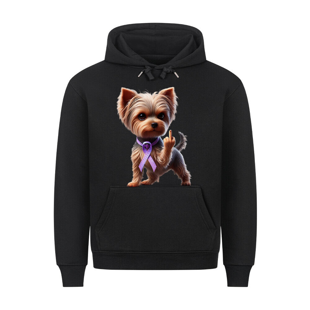 Premium Hoodie "Yorkshire Terrier - Fuck Cancer" Schwarz – hunde-shirt.de