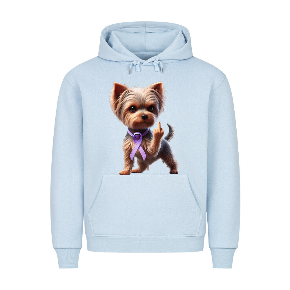 Premium Hoodie "Yorkshire Terrier - Fuck Cancer" Babyblau – hunde-shirt.de