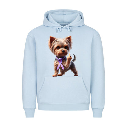 Premium Hoodie "Yorkshire Terrier - Fuck Cancer" Babyblau – hunde-shirt.de