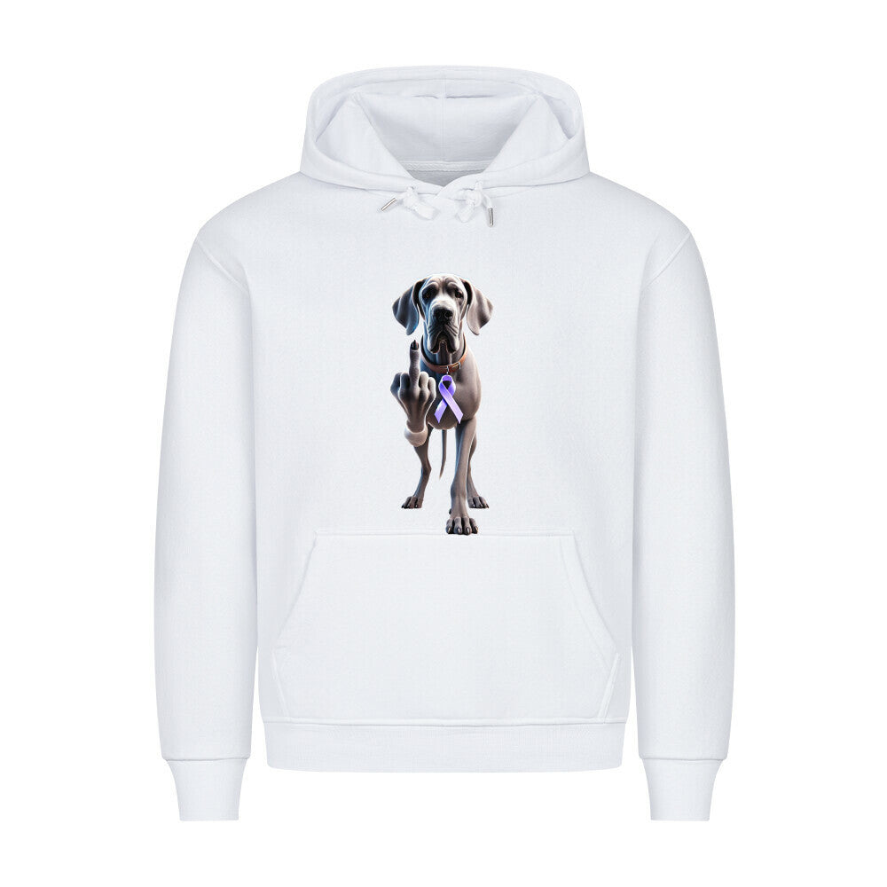Premium Hoodie "Dogge - Fuck Cancer" Weiß – hunde-shirt.de