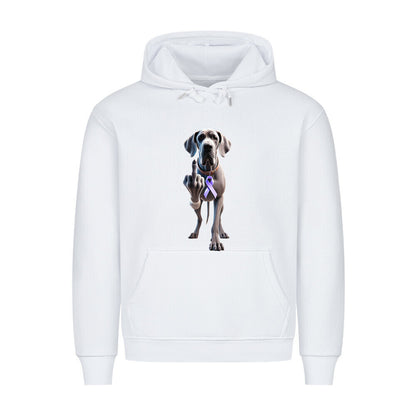 Premium Hoodie "Dogge - Fuck Cancer" Weiß – hunde-shirt.de