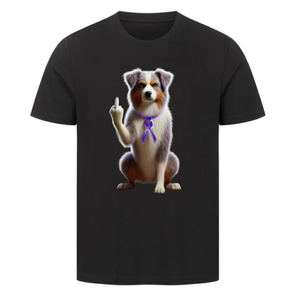 Premium T-Shirt "Australian Shepherd - Fuck Cancer" Schwarz – hunde-shirt.de