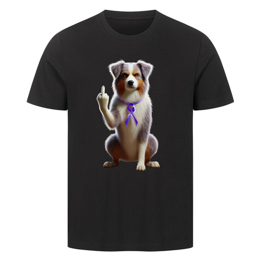 Premium T-Shirt "Australian Shepherd - Fuck Cancer" Schwarz – hunde-shirt.de