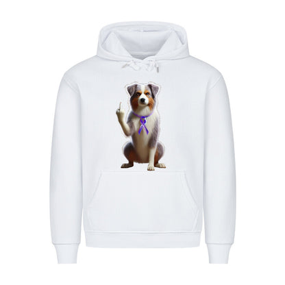 Premium Hoodie "Australian Shepherd - Fuck Cancer" Weiß – hunde-shirt.de