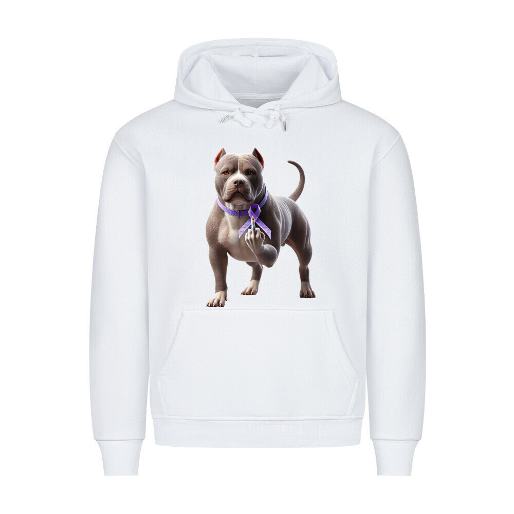 Premium Hoodie "American Bully - Fuck Cancer" Weiß – hunde-shirt.de
