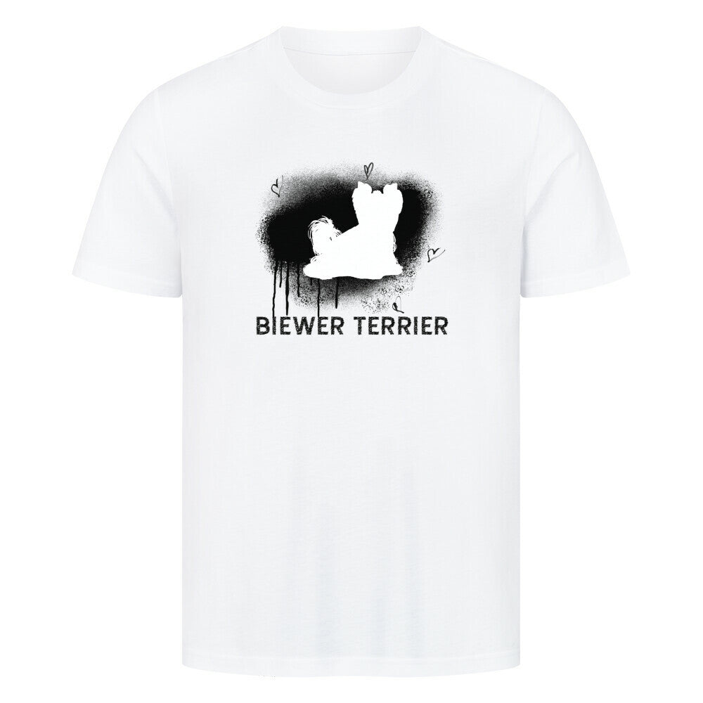 Premium T-Shirt "Biewer Terrier - Brush" Weiß – hunde-shirt.de