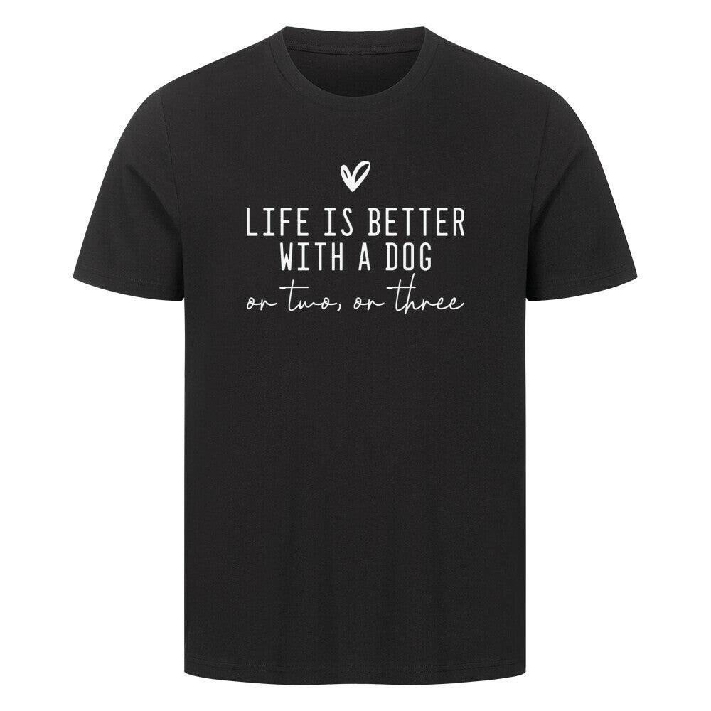 Premium T-Shirt "Hunde - Life is better" Schwarz – hunde-shirt.de