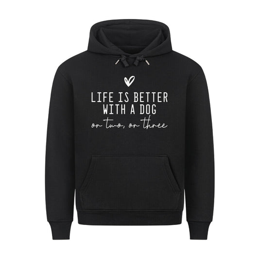 Premium Hoodie "Hunde - Life is better" Schwarz – hunde-shirt.de