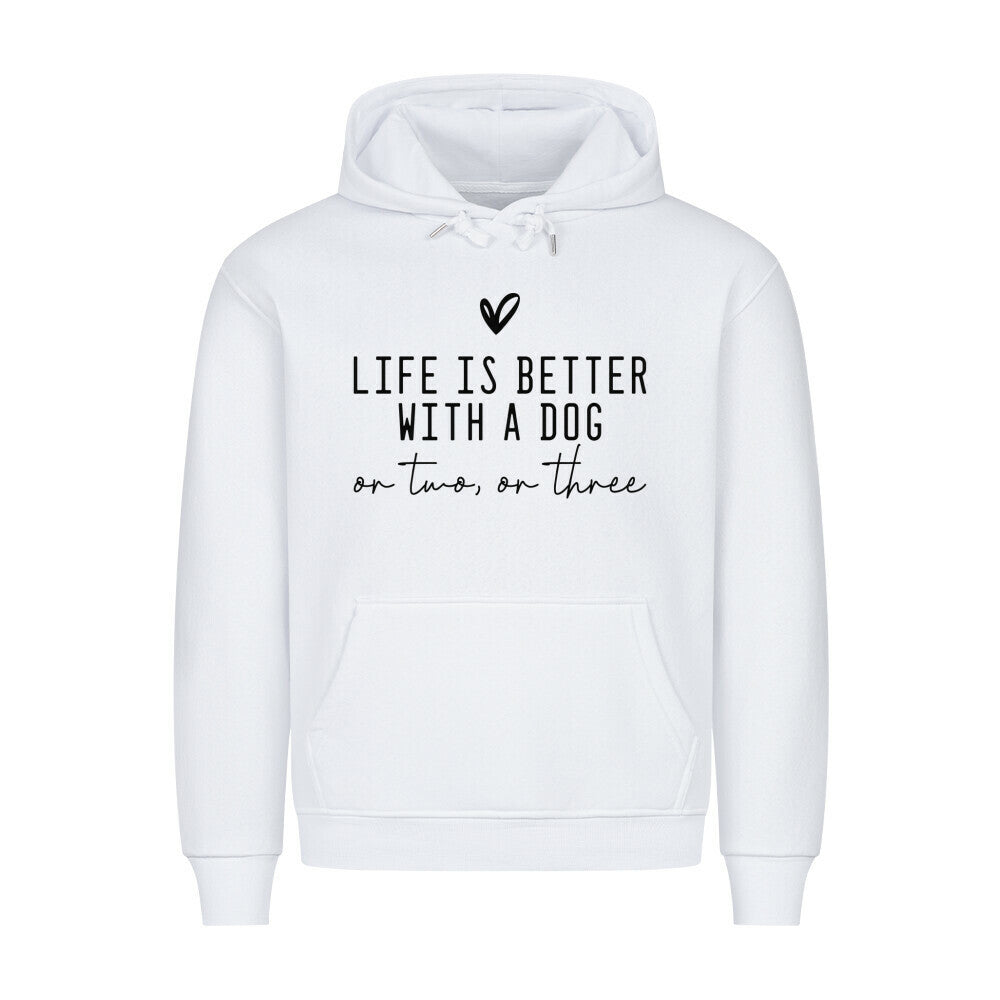 Premium Hoodie "Hunde - Life is better" Weiß – hunde-shirt.de