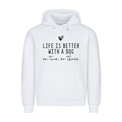 Premium Hoodie "Hunde - Life is better" Weiß – hunde-shirt.de