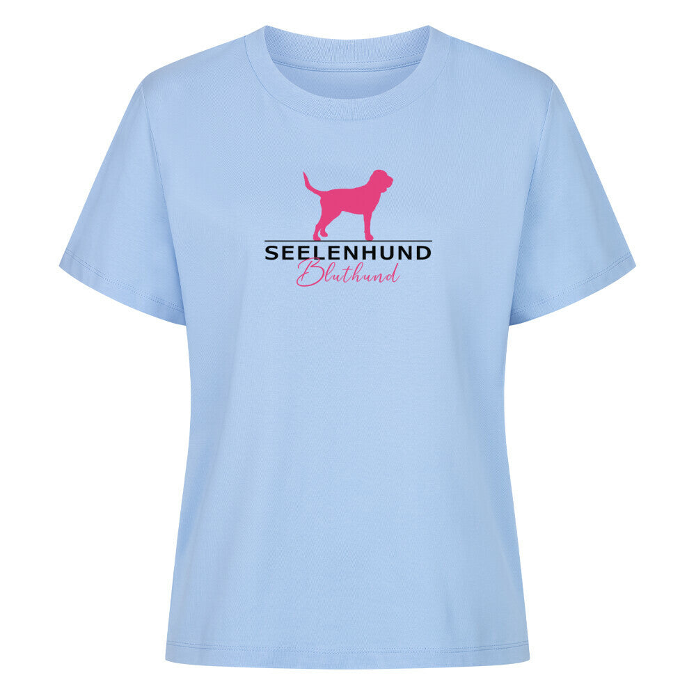 Premium Organic Damen-Shirt "Bluthund - Seelenhund" Sky Blue – hunde-shirt.de