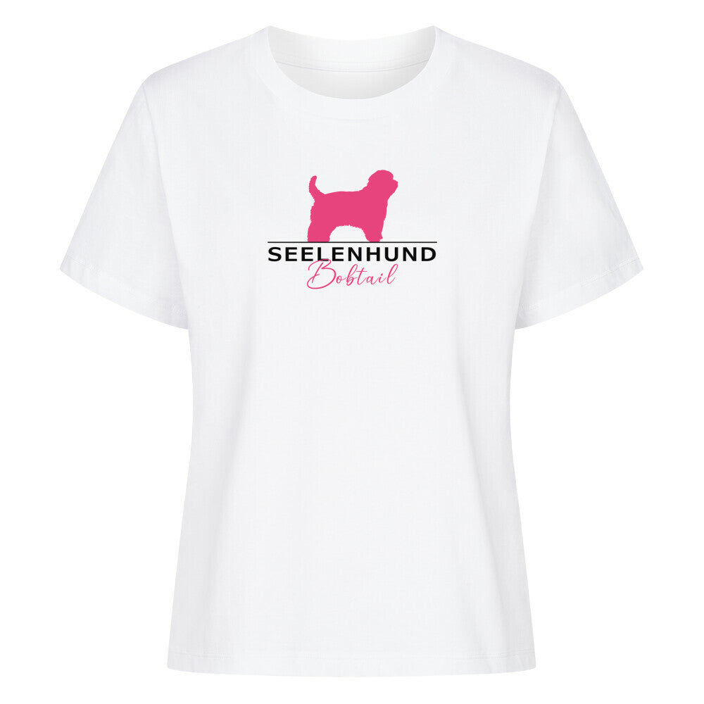Premium Organic Damen-Shirt "Bobtail - Seelenhund" Weiß – hunde-shirt.de