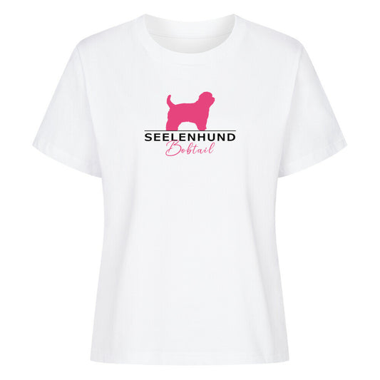 Premium Organic Damen-Shirt "Bobtail - Seelenhund" Weiß – hunde-shirt.de