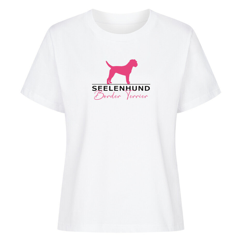 Premium Organic Damen-Shirt "Border Terrier - Seelenhund" Weiß – hunde-shirt.de