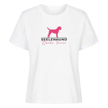 Premium Organic Damen-Shirt "Border Terrier - Seelenhund" Weiß – hunde-shirt.de