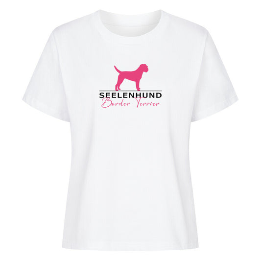Premium Organic Damen-Shirt "Border Terrier - Seelenhund" Weiß – hunde-shirt.de