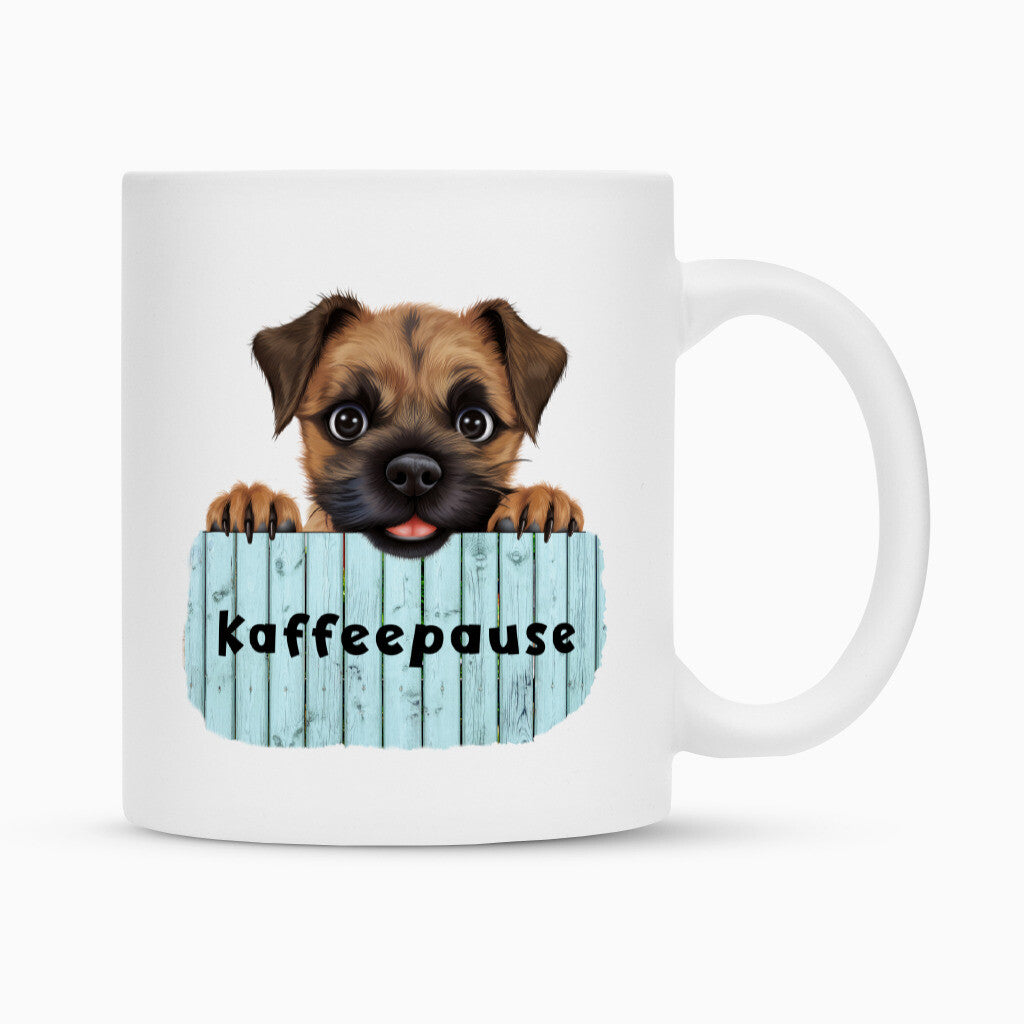 Tasse "Border Terrier - Kaffeepause" Weiß – hunde-shirt.de