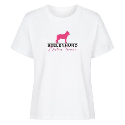 Premium Organic Damen-Shirt "Boston Terrier - Seelenhund" Weiß – hunde-shirt.de