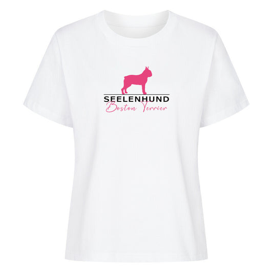 Premium Organic Damen-Shirt "Boston Terrier - Seelenhund" Weiß – hunde-shirt.de