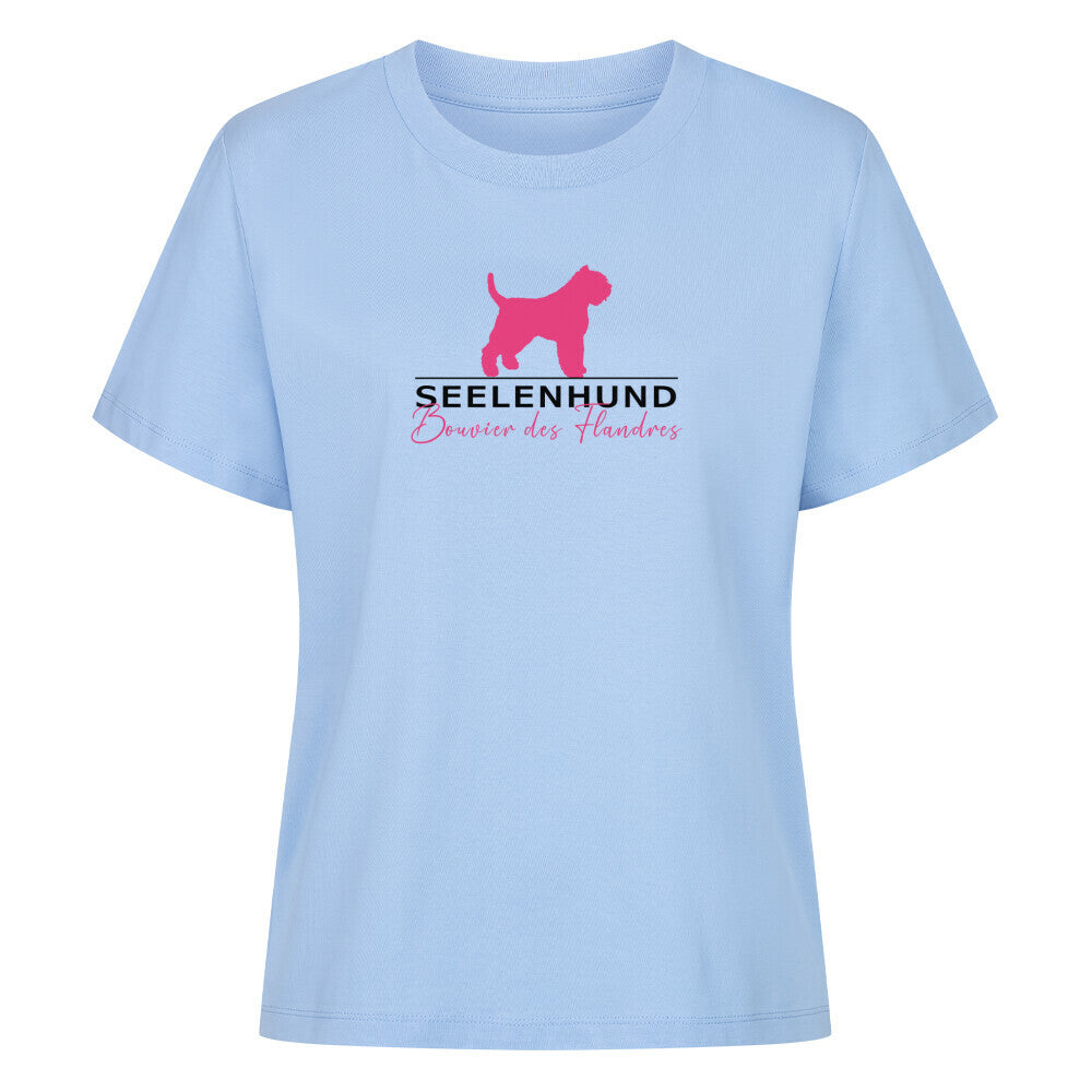 Premium Organic Damen-Shirt "Bouvier - Seelenhund" Sky Blue – hunde-shirt.de