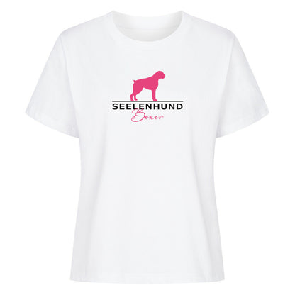 Premium Organic Damen-Shirt "Boxer - Seelenhund" Weiß – hunde-shirt.de