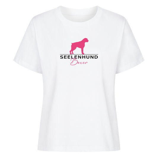 Premium Organic Damen-Shirt "Boxer - Seelenhund" Weiß – hunde-shirt.de