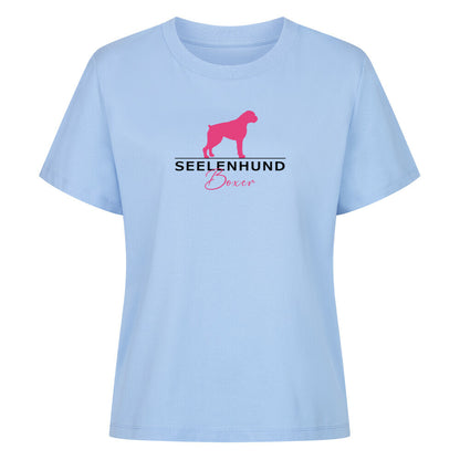 Premium Organic Damen-Shirt "Boxer - Seelenhund" Sky Blue – hunde-shirt.de