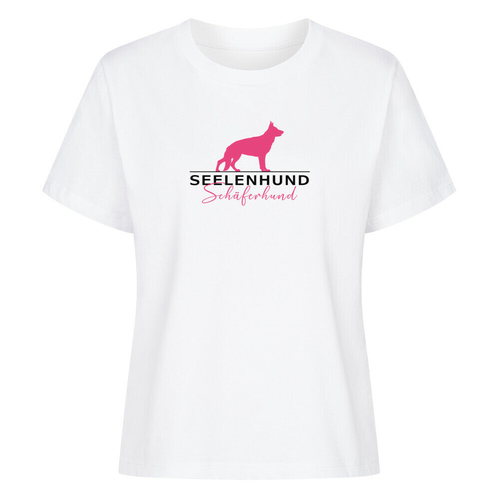 Premium Organic Damen-Shirt "Schäferhund - Seelenhund" Weiß – hunde-shirt.de