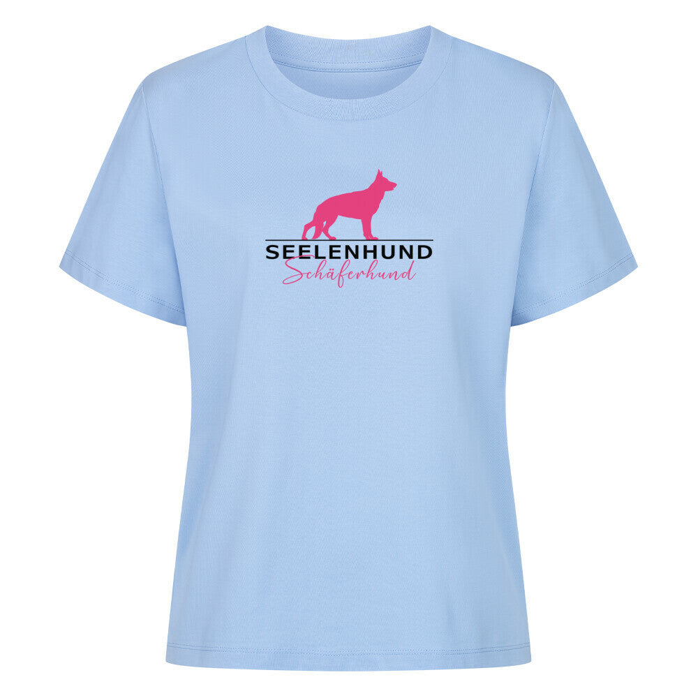 Premium Organic Damen-Shirt "Schäferhund - Seelenhund" Sky Blue – hunde-shirt.de