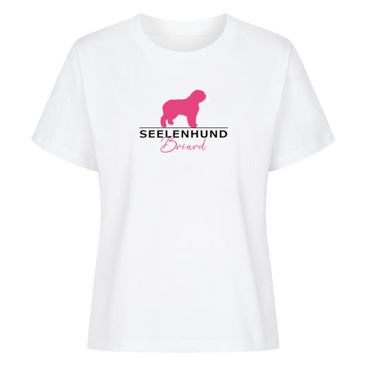 Premium Organic Damen-Shirt "Briard - Seelenhund" Weiß – hunde-shirt.de