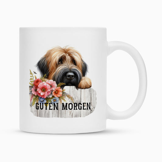 Tasse "Briard - Guten Morgen" Weiß – hunde-shirt.de