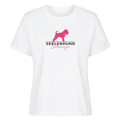 Premium Organic Damen-Shirt "Schnauzer- Seelenhund" Weiß – hunde-shirt.de