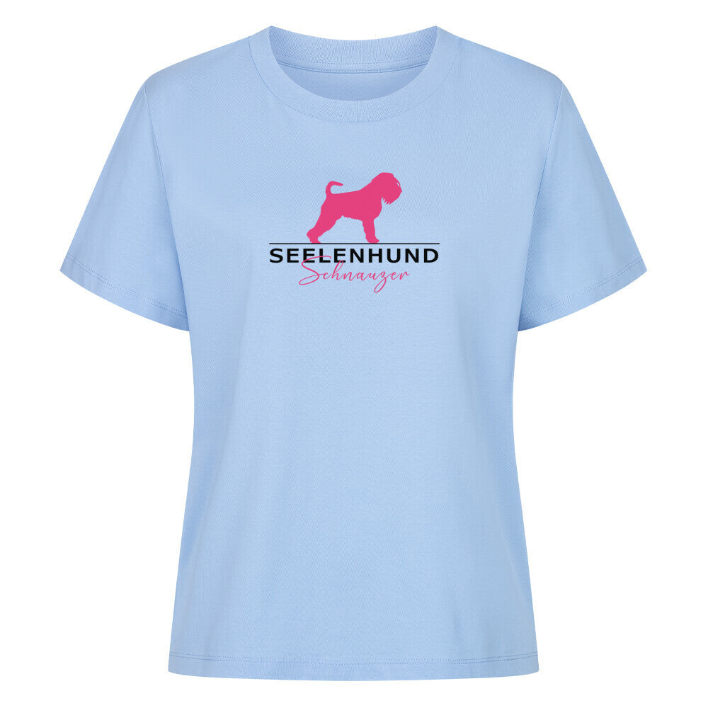 Premium Organic Damen-Shirt "Schnauzer- Seelenhund" Sky Blue – hunde-shirt.de