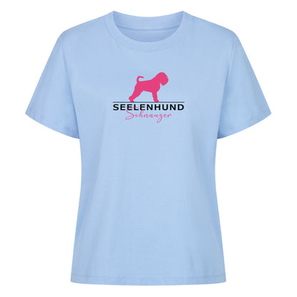 Premium Organic Damen-Shirt "Schnauzer- Seelenhund" Sky Blue – hunde-shirt.de