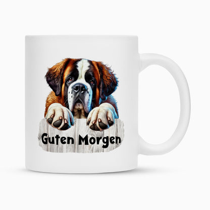 Tasse "Bernhardiner - Guten Morgen" Weiß – hunde-shirt.de