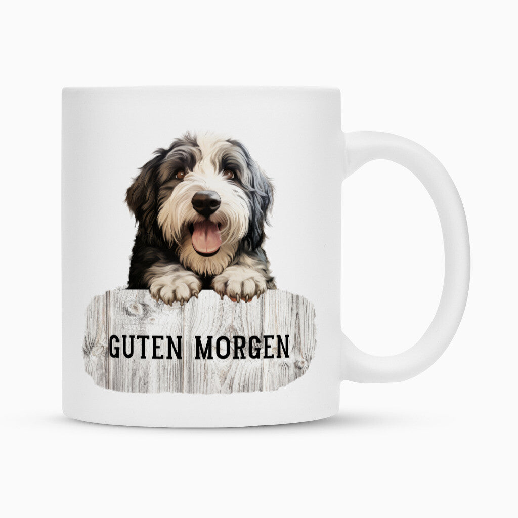 Tasse "Bobtail - Guten Morgen" Weiß – hunde-shirt.de