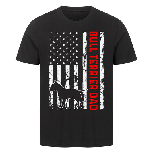 Premium T-Shirt "Bullterrier - Flag Dad" Schwarz – hunde-shirt.de