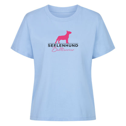 Premium Organic Damen-Shirt "Bullterrier - Seelenhund" Sky Blue – hunde-shirt.de
