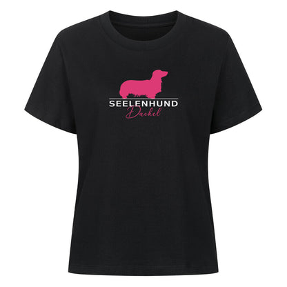 Premium Damen-Shirt "Langhaardackel - Seelenhund" Schwarz – hunde-shirt.de