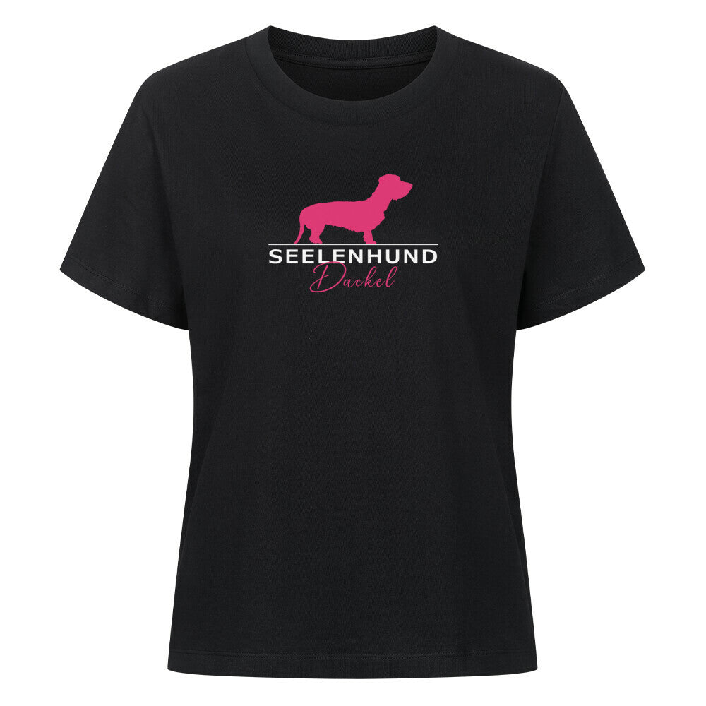 Premium Damen-Shirt "Rauhaardackel - Seelenhund" Schwarz – hunde-shirt.de