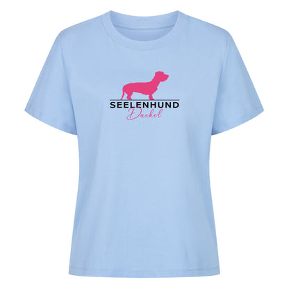 Premium Damen-Shirt "Rauhaardackel - Seelenhund" Sky Blue – hunde-shirt.de