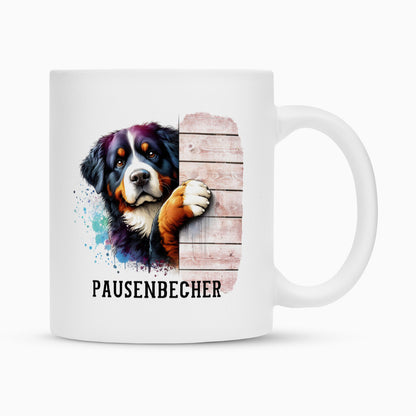Tasse "Berner Sennenhund - Pausenbecher" Weiß – hunde-shirt.de
