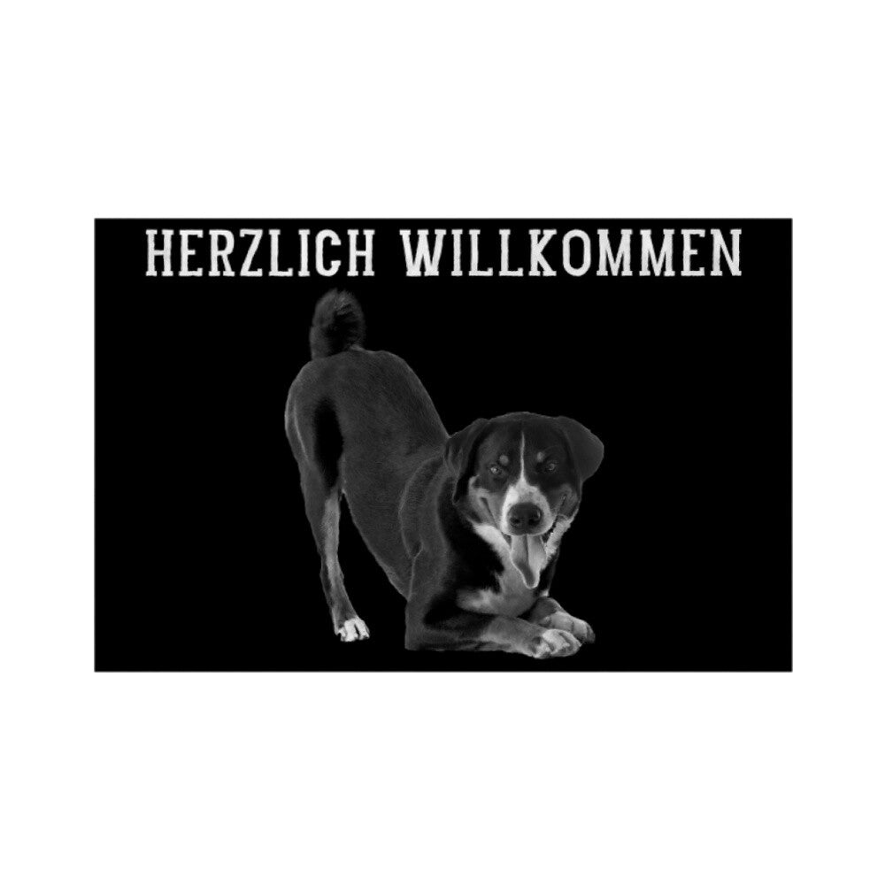 Fußmatte "Appenzeller - Herzlich Willkommen" Weiß – hunde-shirt.de