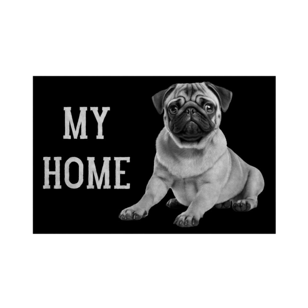Fußmatte "Mops - My Home" Weiß – hunde-shirt.de