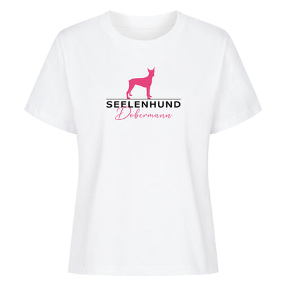Premium Damen-Shirt "Dobermann - Seelenhund" Weiß – hunde-shirt.de