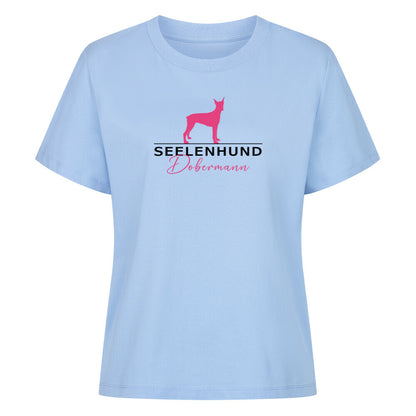Premium Damen-Shirt "Dobermann - Seelenhund" Sky Blue – hunde-shirt.de