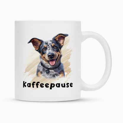 Tasse "Australian Cattle Dog - Kaffeepause" Weiß – hunde-shirt.de