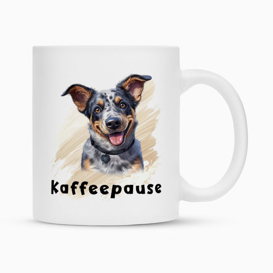 Tasse "Australian Cattle Dog - Kaffeepause" Weiß – hunde-shirt.de