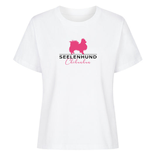 Premium Damen-Shirt "Chihuahua Langhaar - Seelenhund" Weiß – hunde-shirt.de