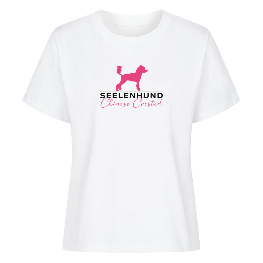 Premium Damen-Shirt "Chinese Crested - Seelenhund" Weiß – hunde-shirt.de
